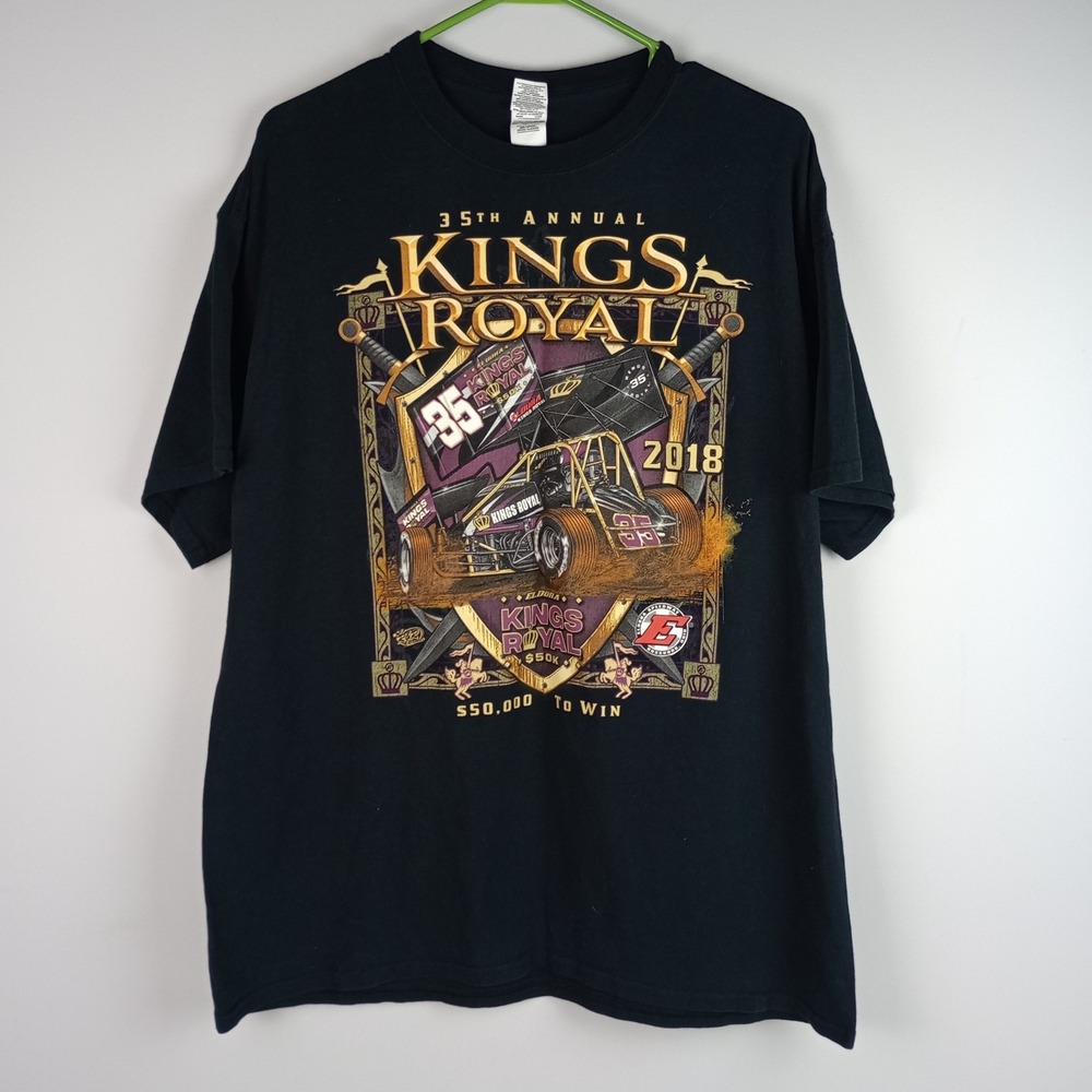 Gildan Mens XL Black Eldora Kings Royal 2018 Sprint Car Racing Graphic Tshirt